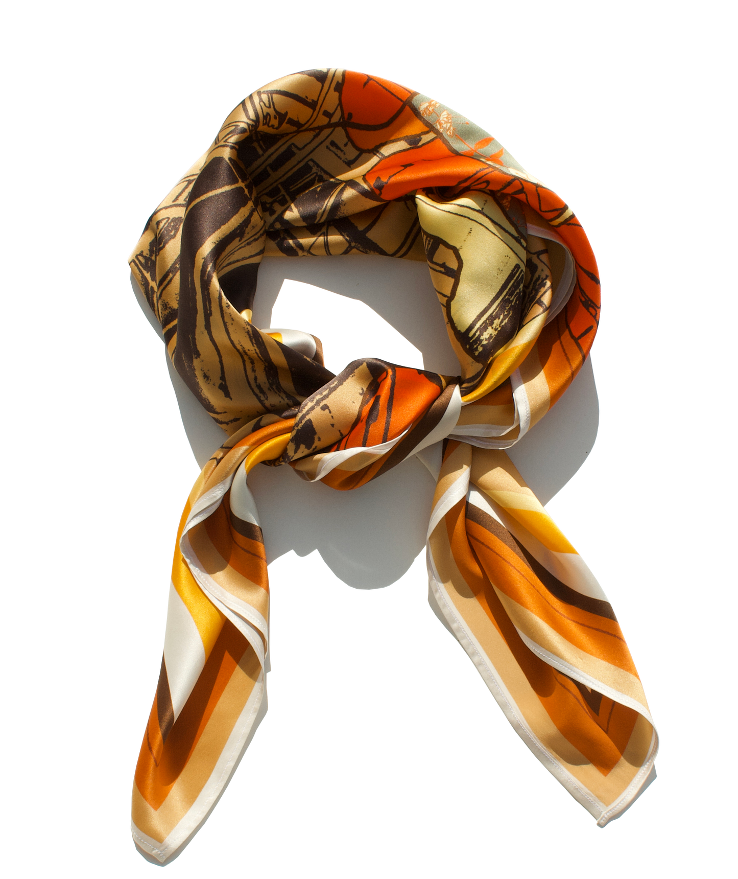 Urban flower, square silk scarf- warm