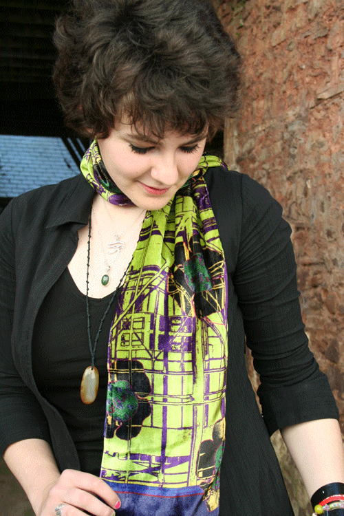 Silk Velvet Scarf - Urban Flower