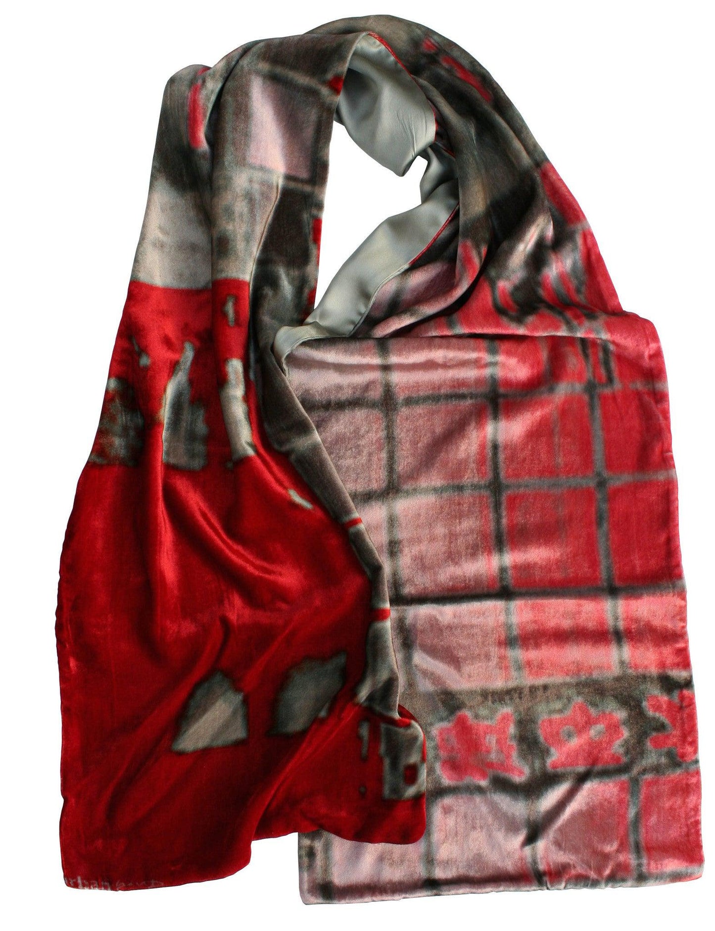 Silk Velvet Shawl-Tokyo Reflection
