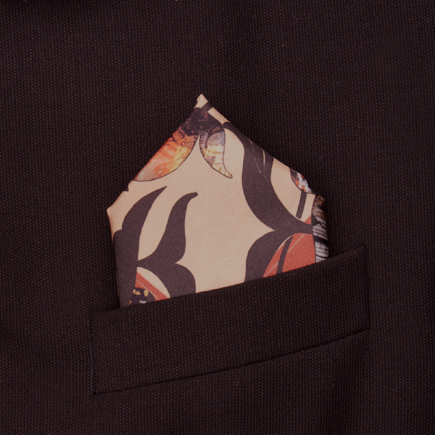 Silk Pocket Square-East London taup/terracotta