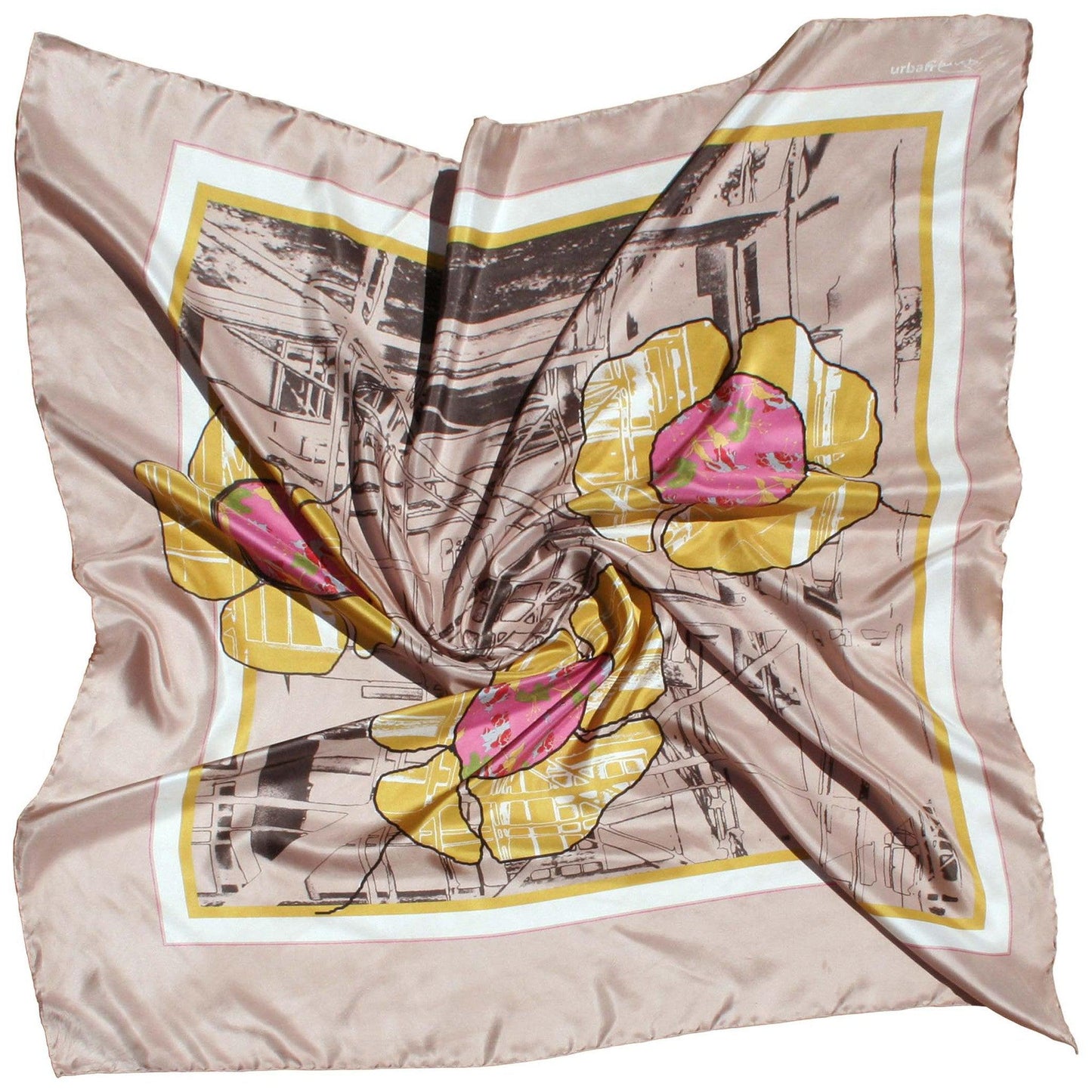 Original urban flower, square silk scarf