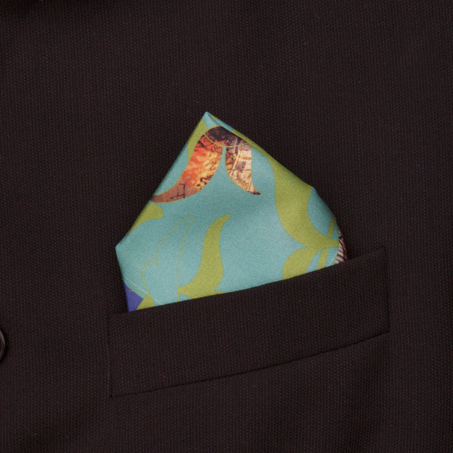Silk Pocket Square-East London green/blue