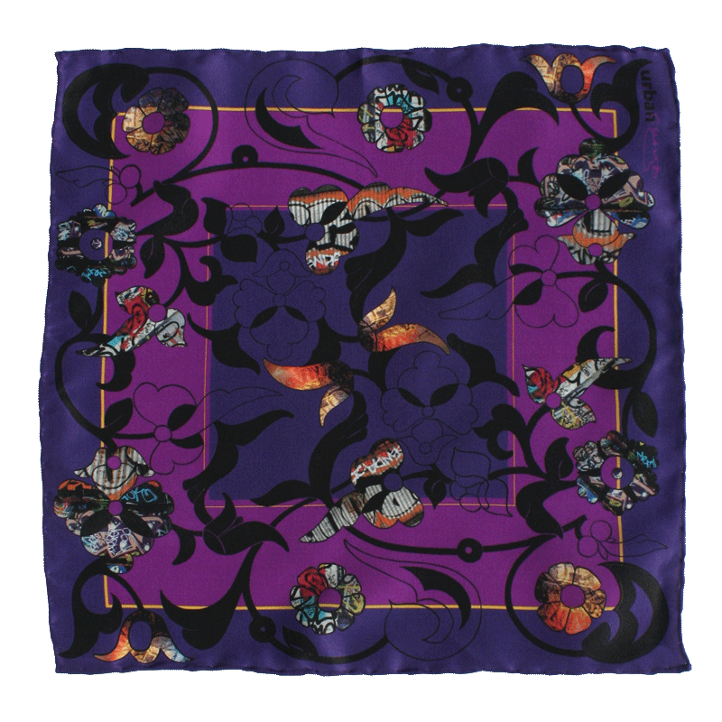 Silk Pocket Square-East London purple