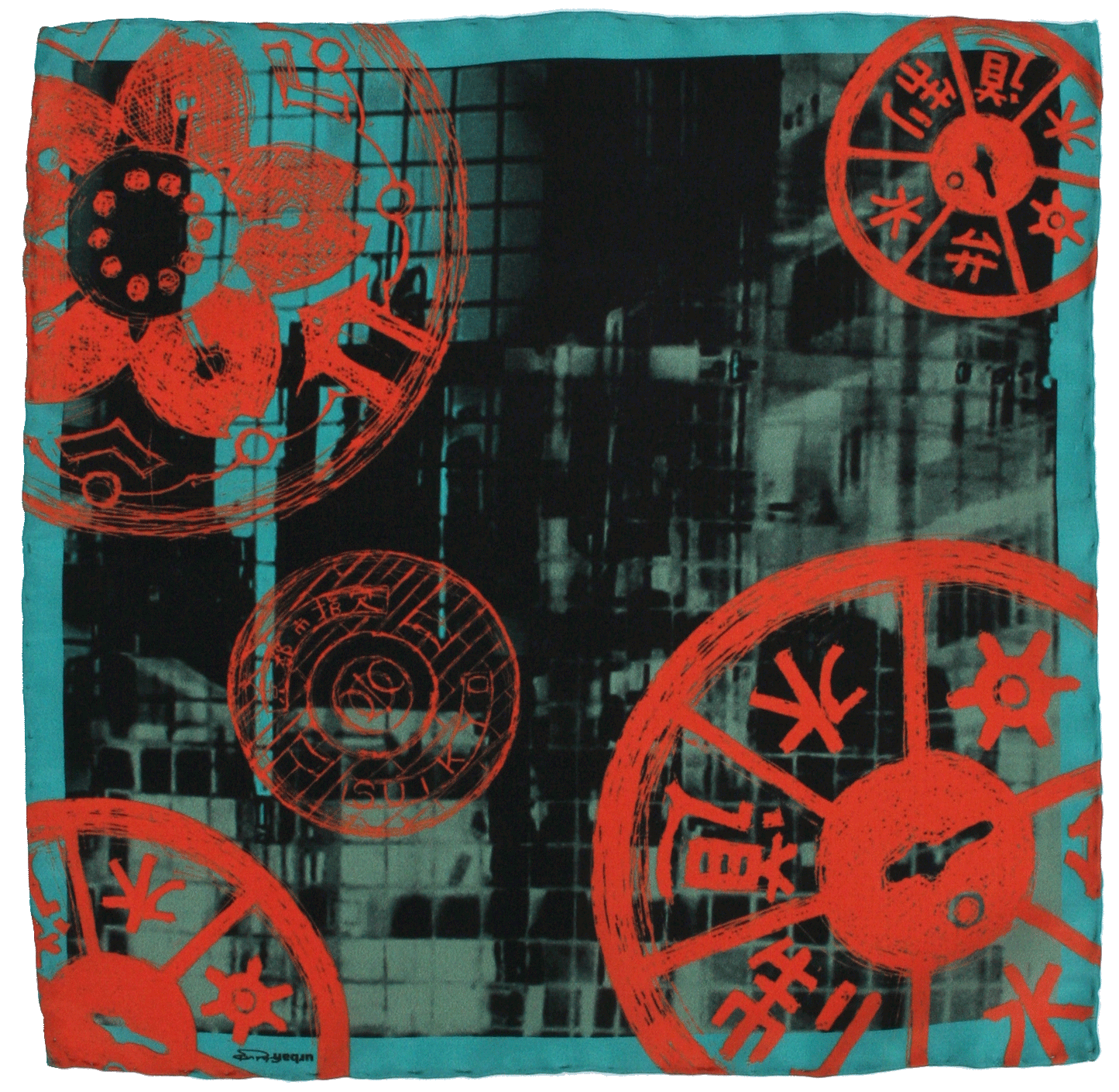 Silk Pocket Square-Tokyo Drain
