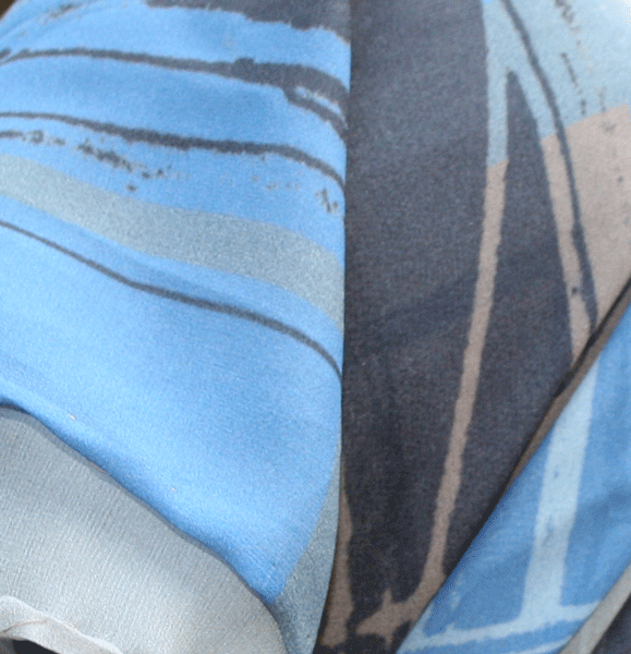 Silk scarf -Blue Scaffolding check