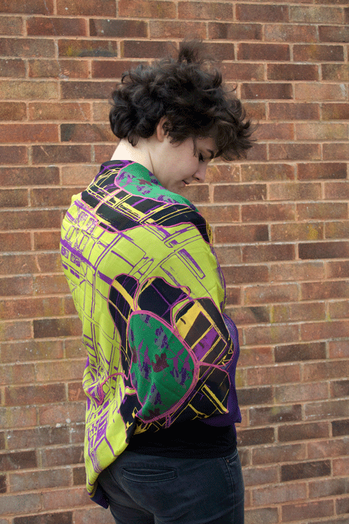Silk georgette scarf-urban flower