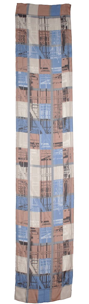 Silk scarf -Blue Scaffolding check