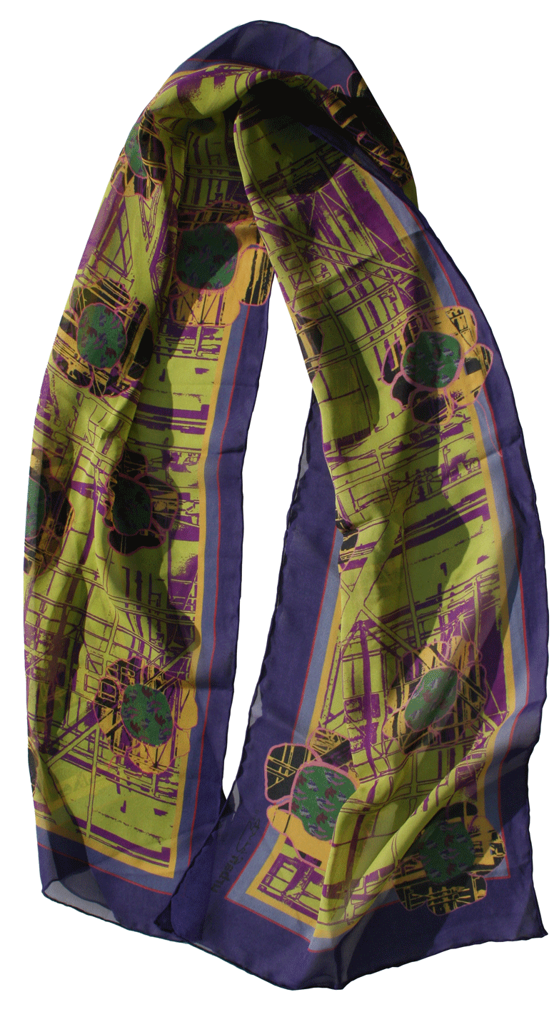 Long silk scarf, Urban Flower