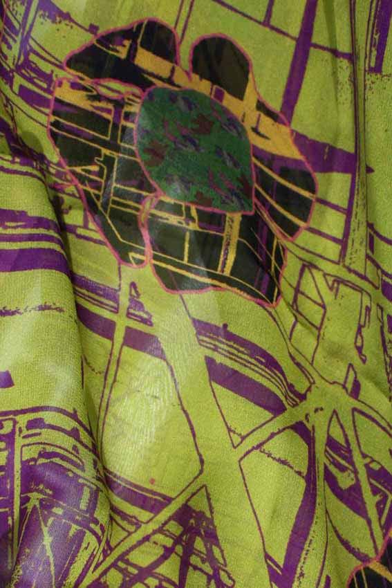Long silk scarf, Urban Flower