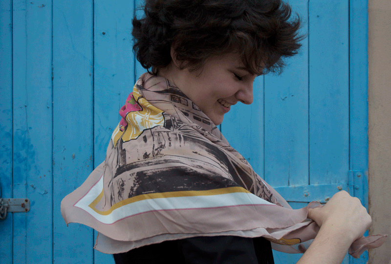 Silk scarf-Original urban flower