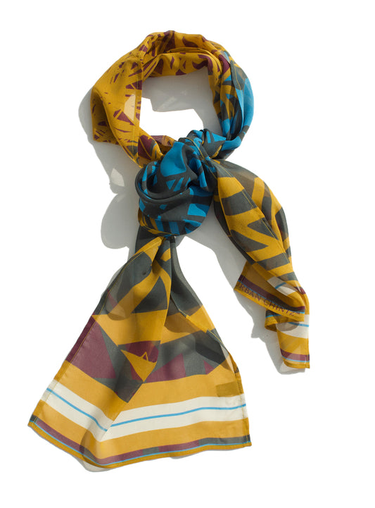 Geometric Scaffold, long silk georgette scarf