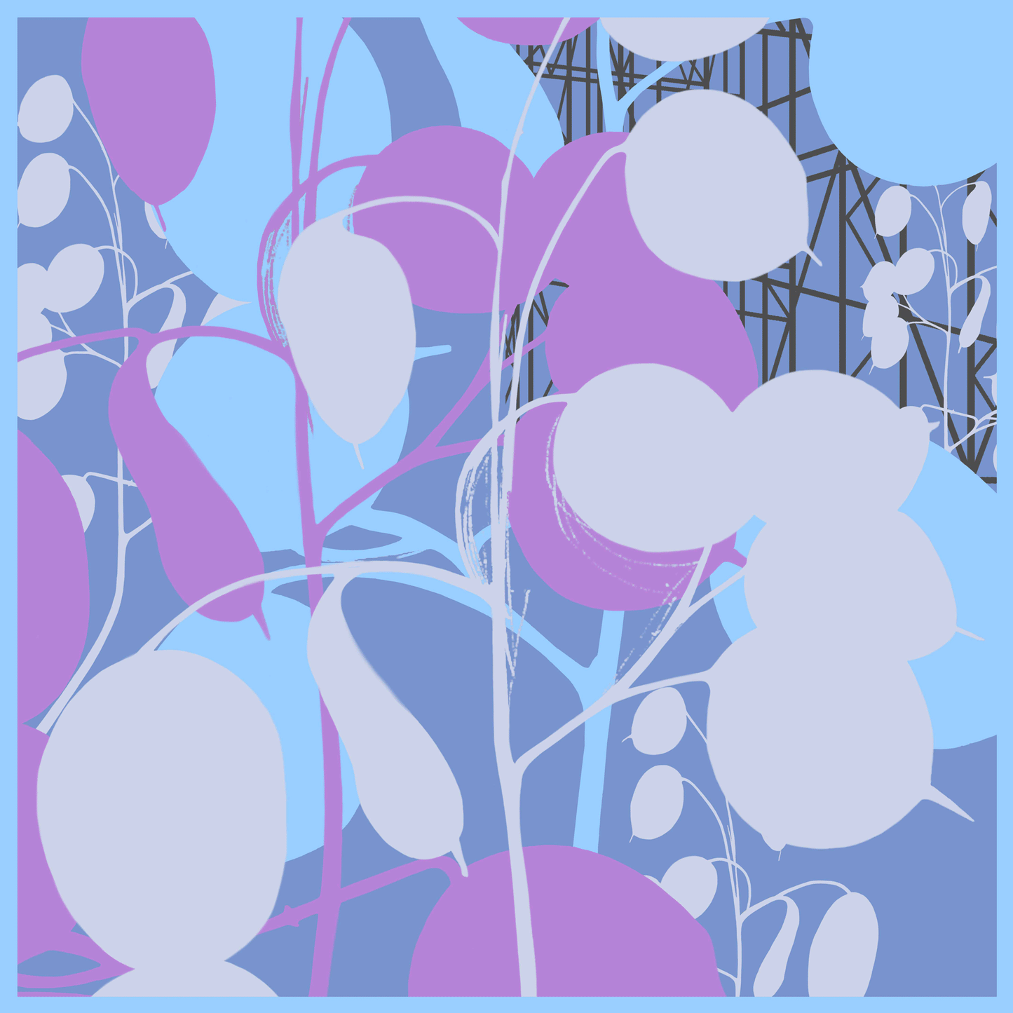 Silk square scarf Honesty The Hill house blue