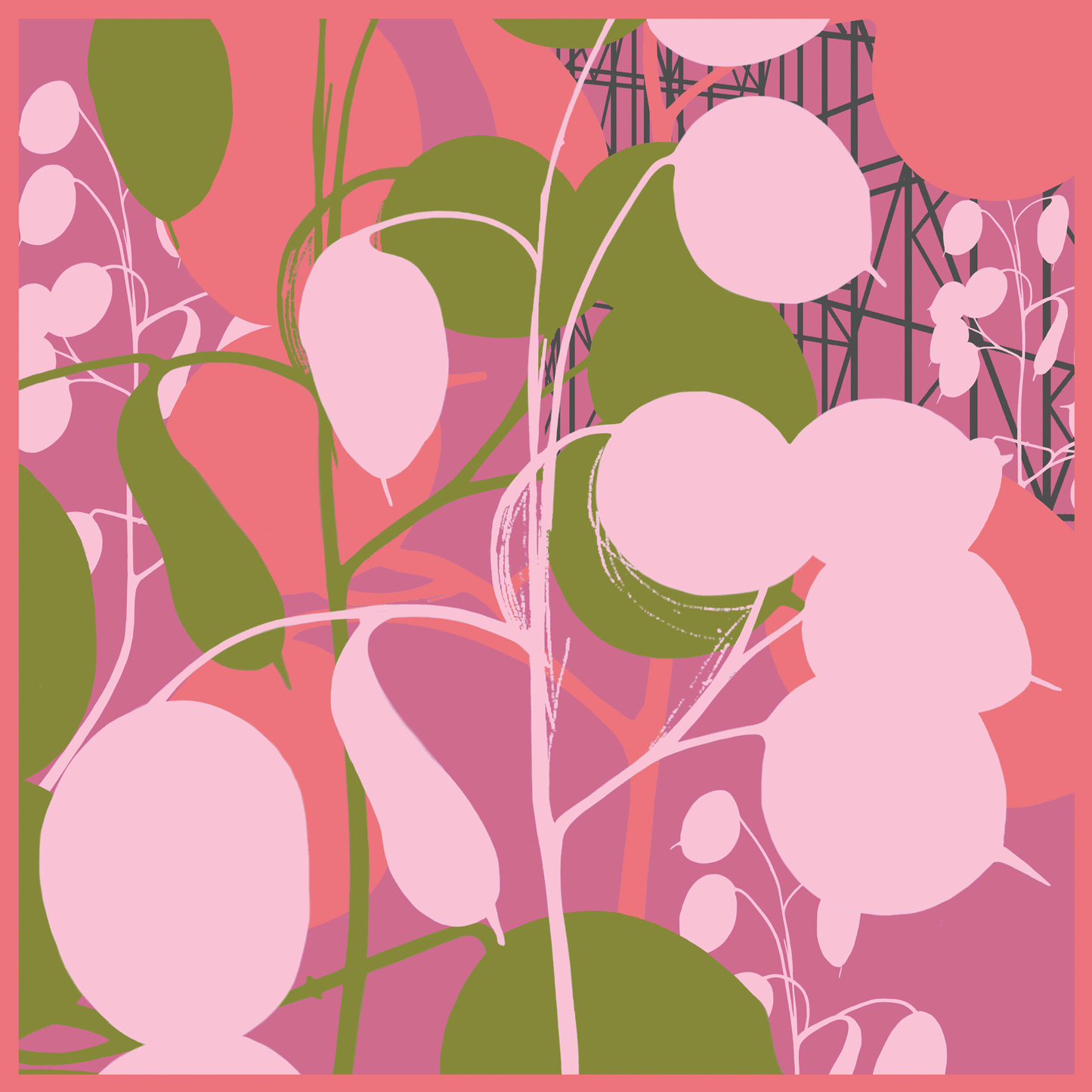 Silk square scarf Honesty The Hill house pink