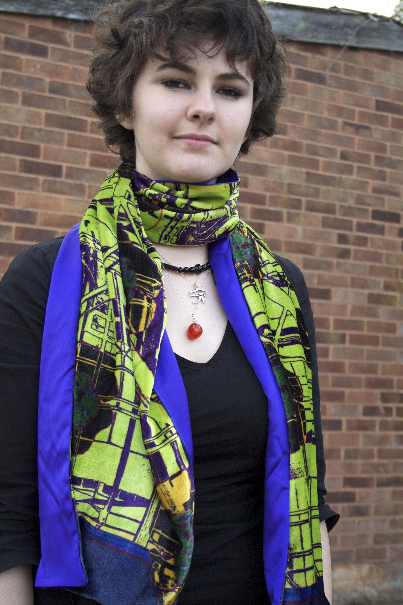 Large Velvet Scarf- Urban Flower