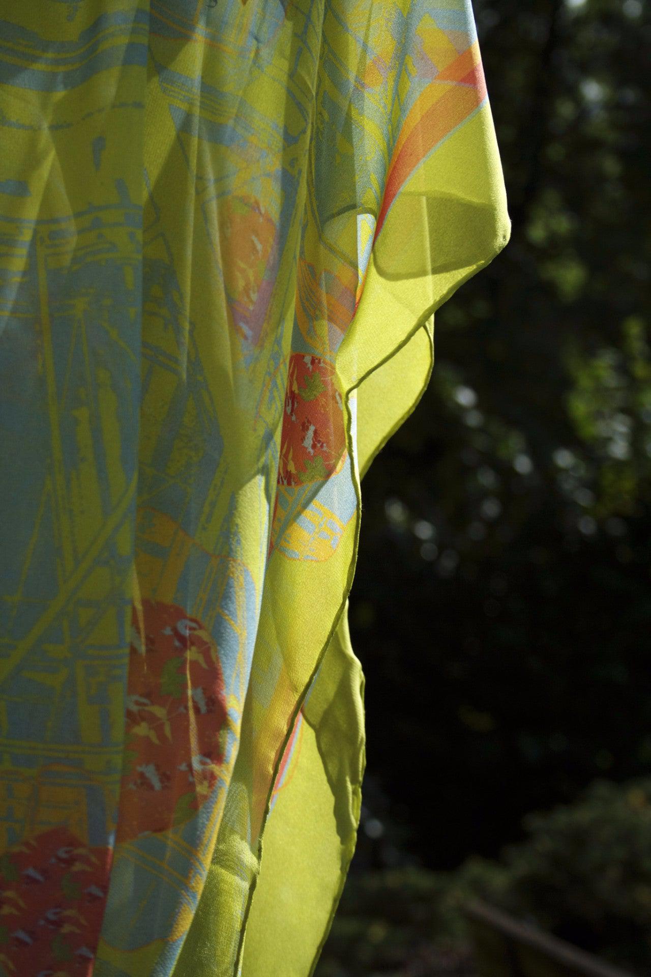 Large square Silk Shawl/scarf -Urban flower