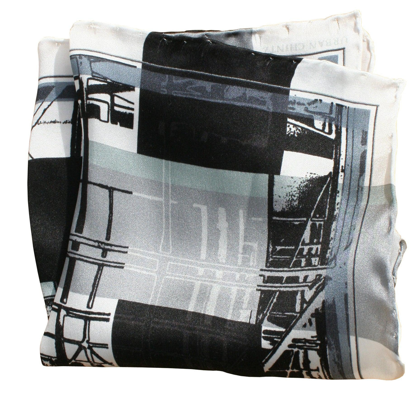Mens Silk Pocket Square -Scaffold check Monochrome