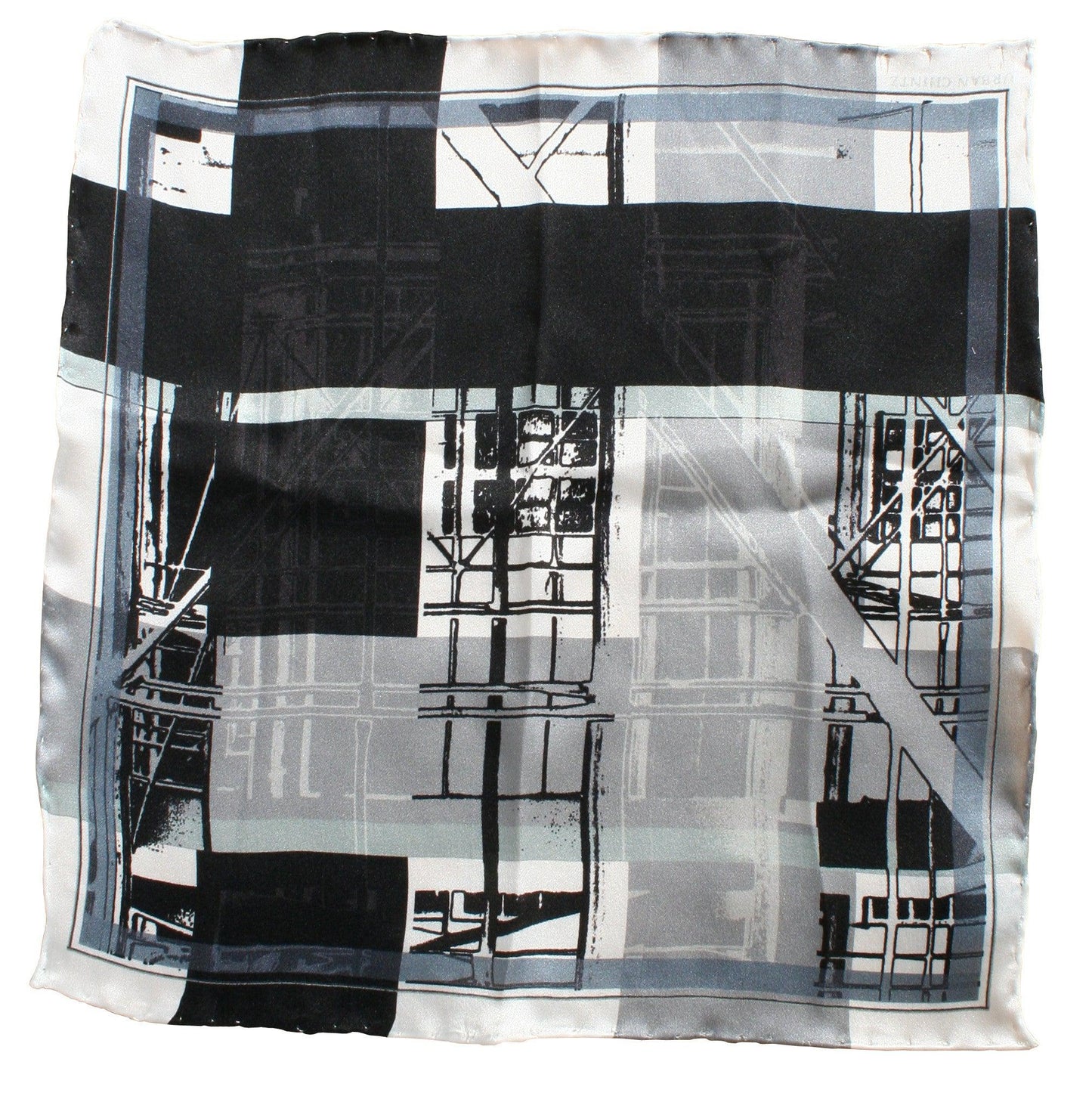 Mens Silk Pocket Square -Scaffold check Monochrome