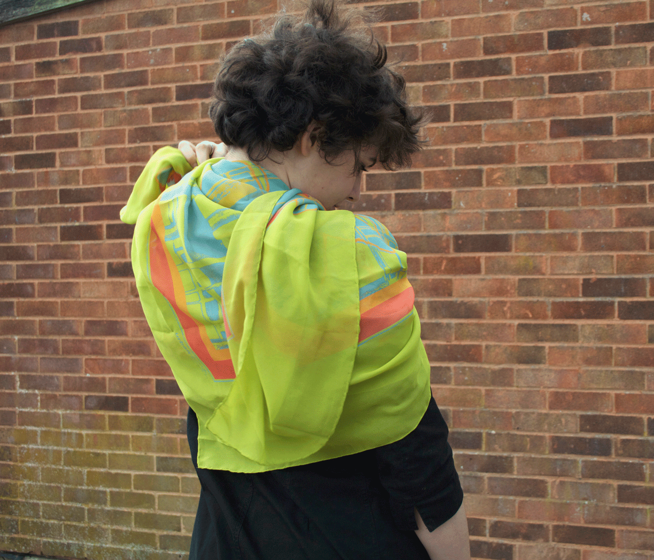 Large square Silk Shawl/scarf -Urban flower