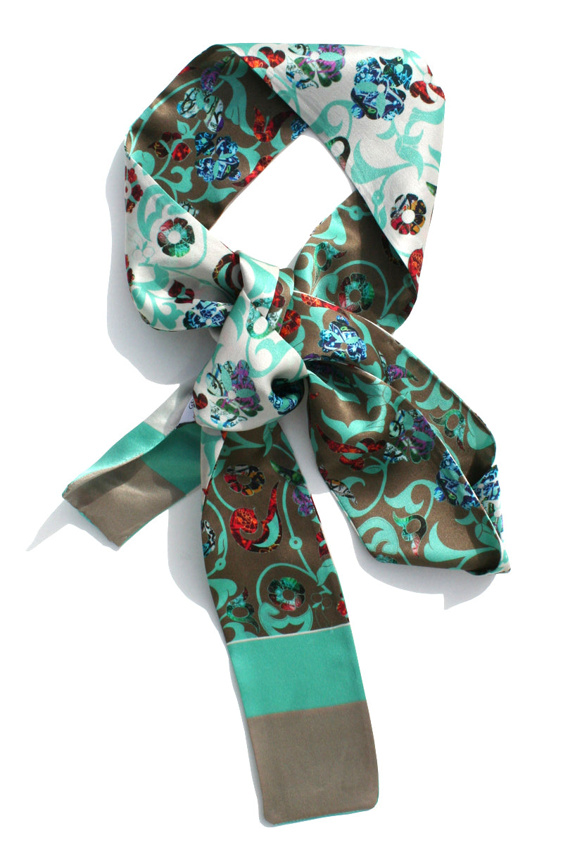 Silk Twilly, double sided East London bronze