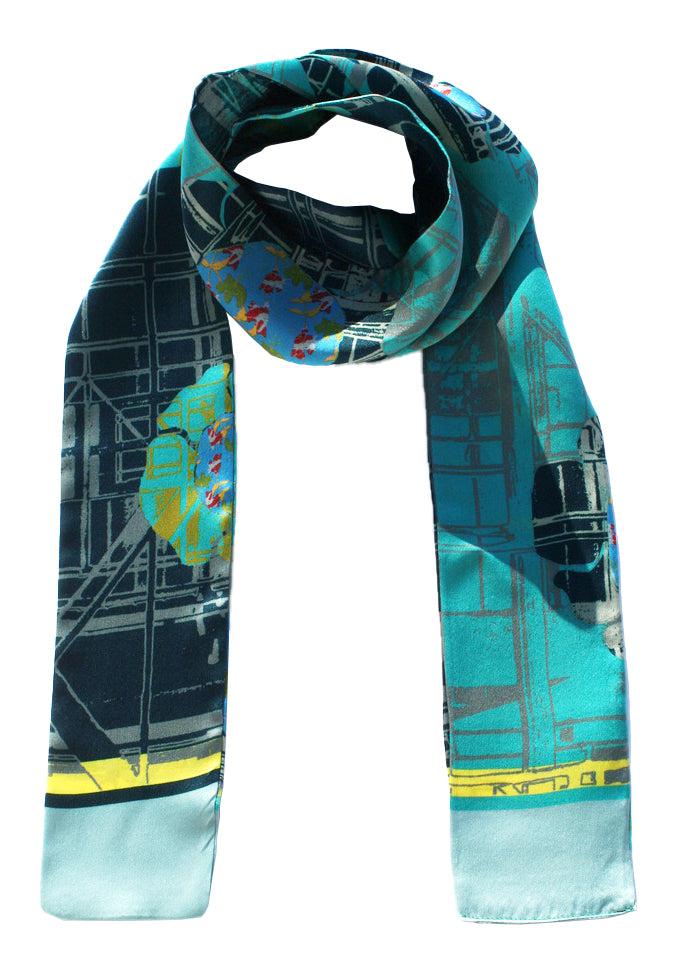Silk Twilly, double sided Urban Flower