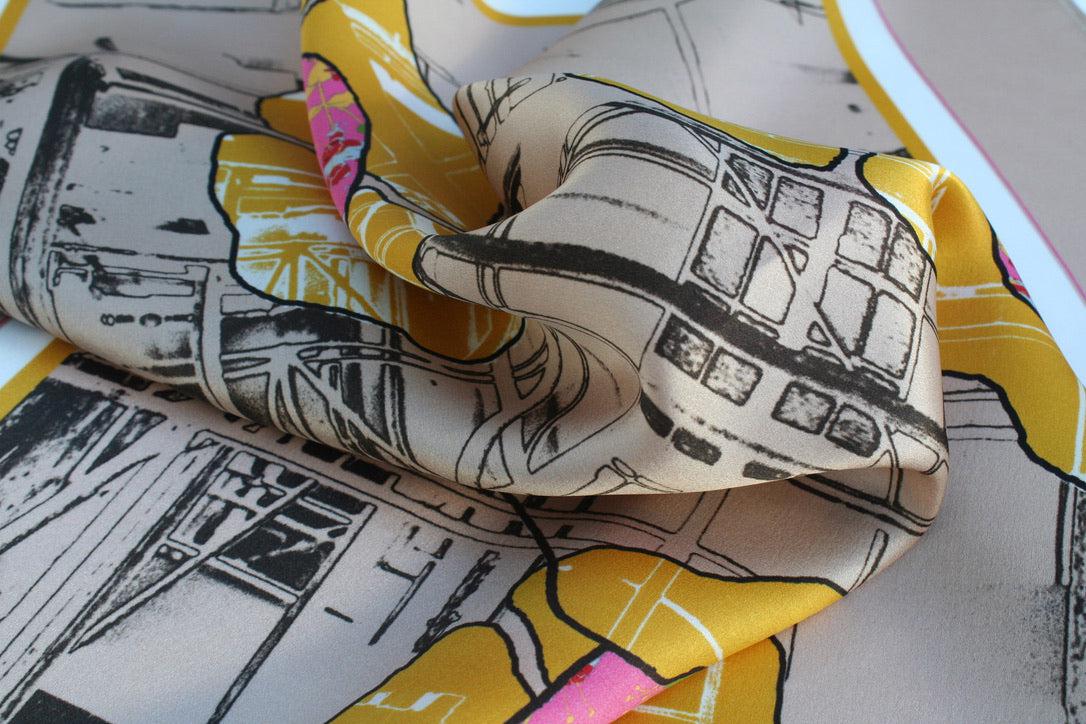 Original urban flower, square silk scarf