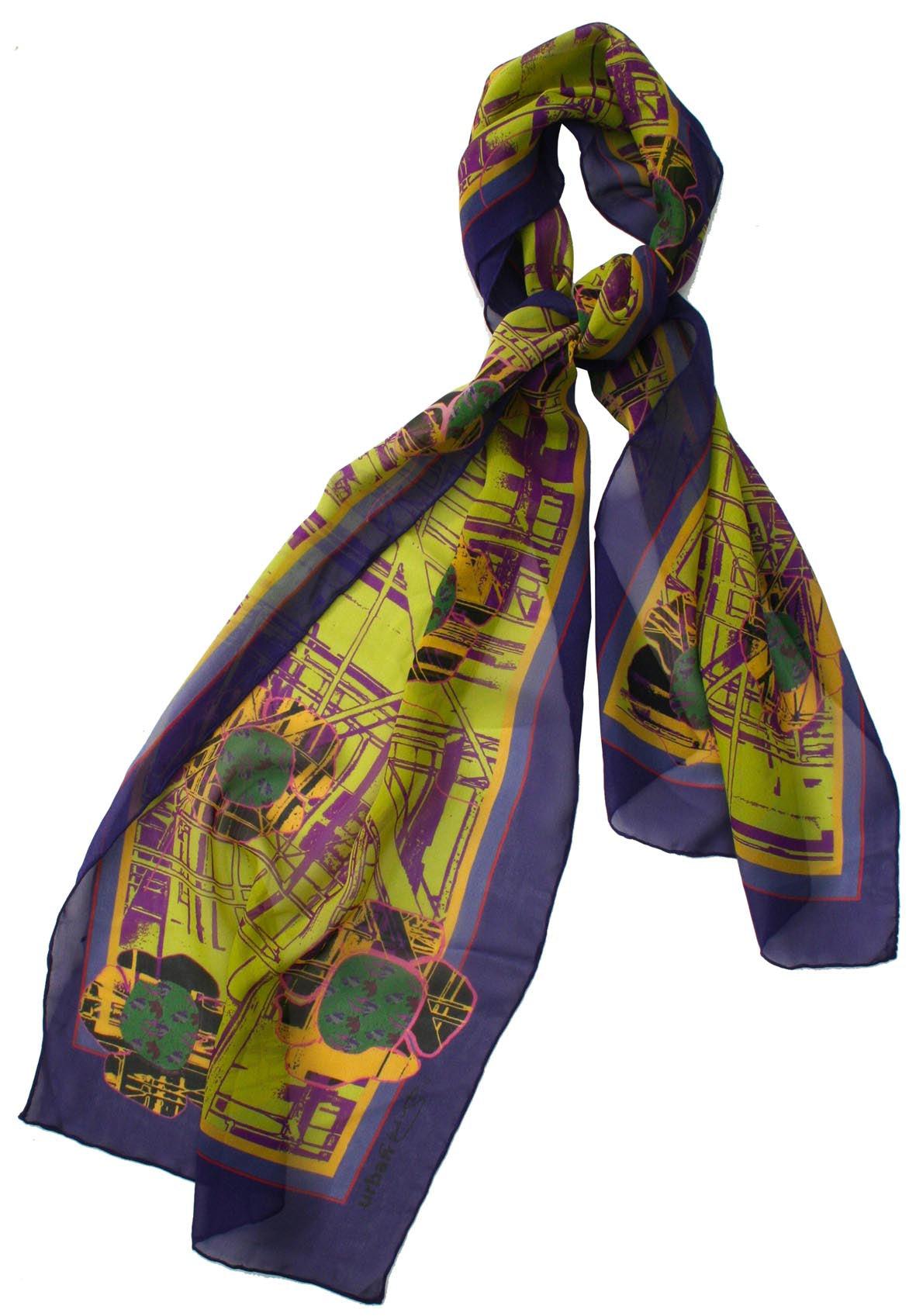 Long silk scarf, Urban Flower