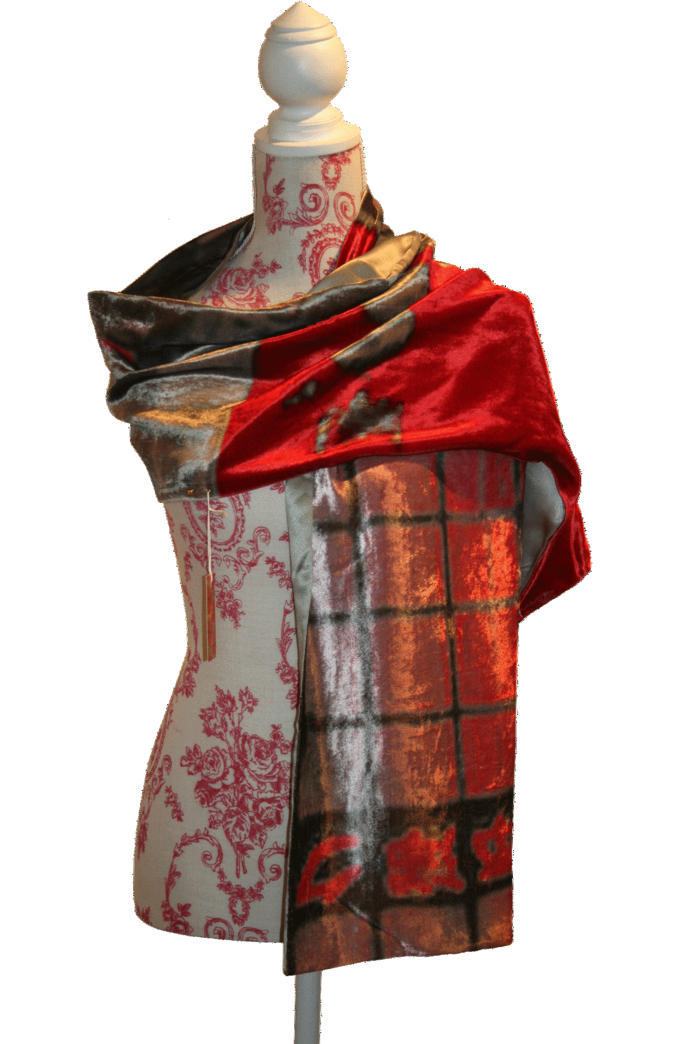 Printed luxury silk velvet shawl.