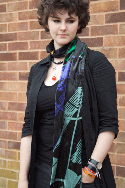 Silk Velvet Scarf -Geometric Norman foster