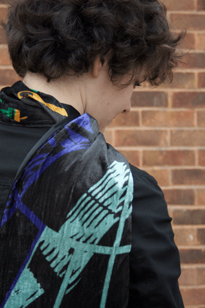 Silk Velvet Scarf -Geometric Norman foster