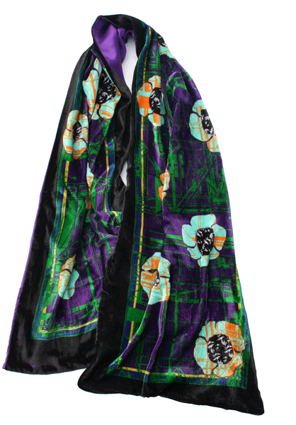 Silk Velvet Shawl - Urban Flower