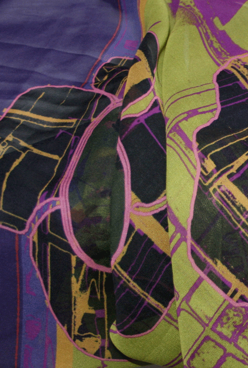Silk georgette scarf-urban flower