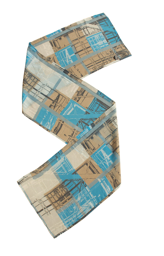Scaffolding Check, long silk scarf