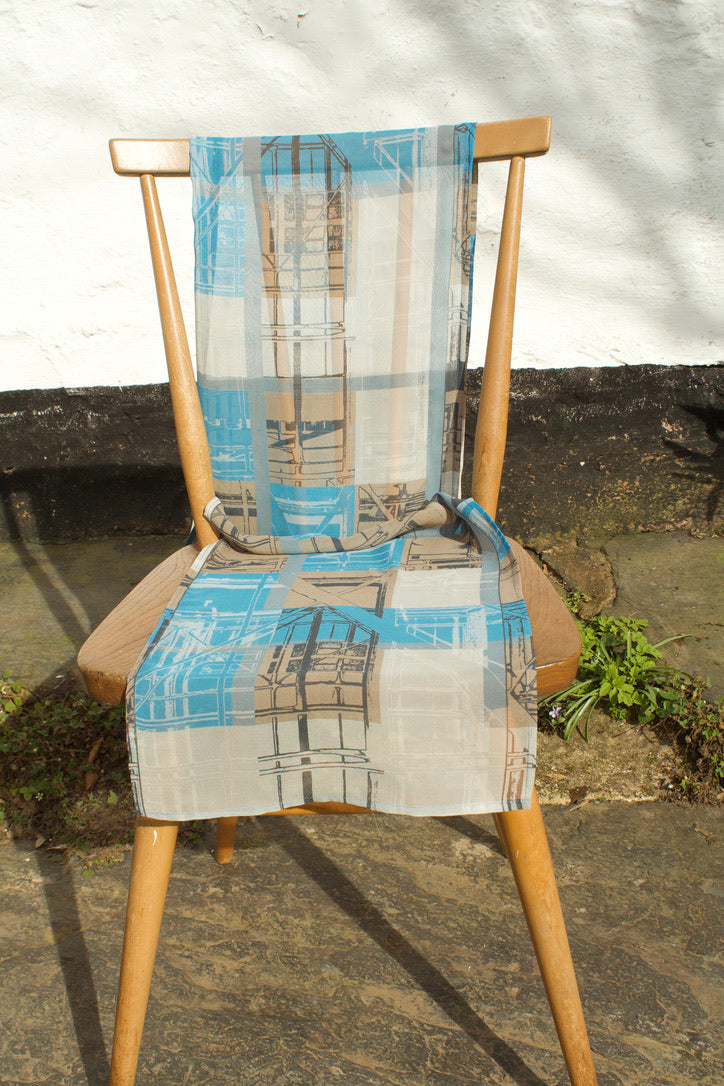 Scaffolding Check, long silk scarf
