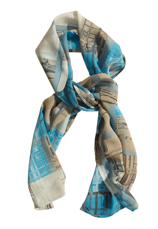 Scaffolding Check, long silk scarf