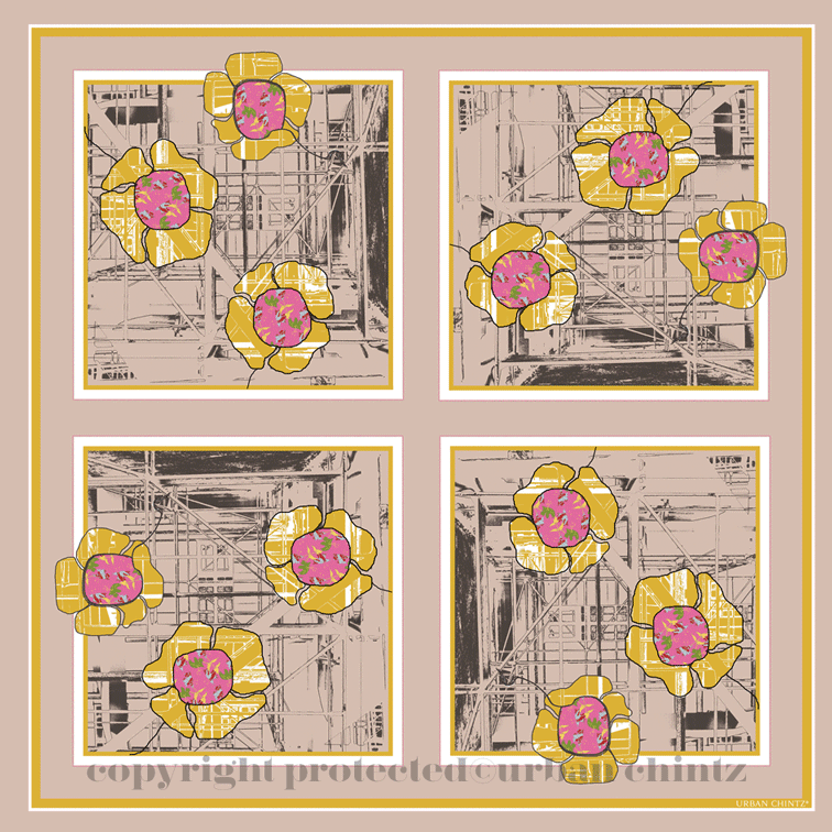 Silk square urban flower
