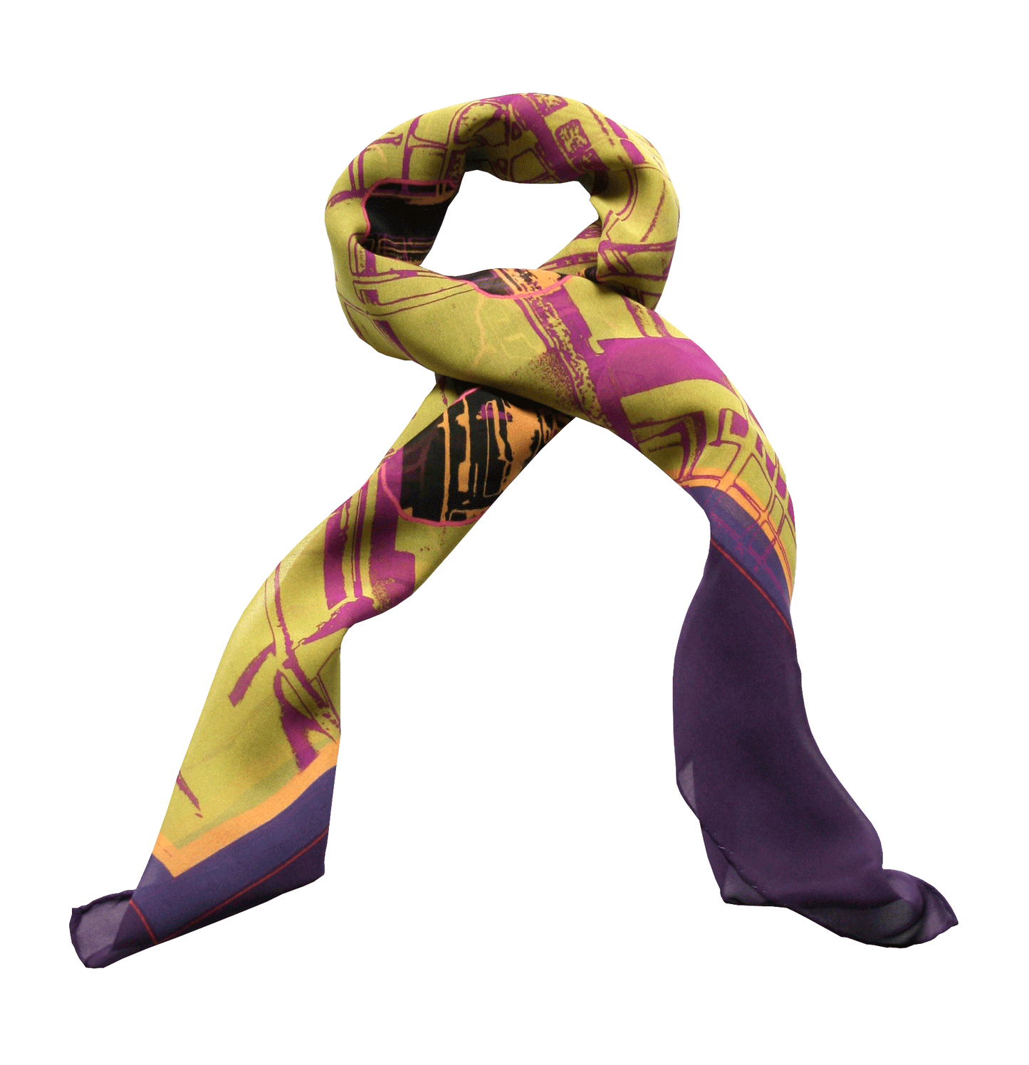Silk georgette scarf-urban flower