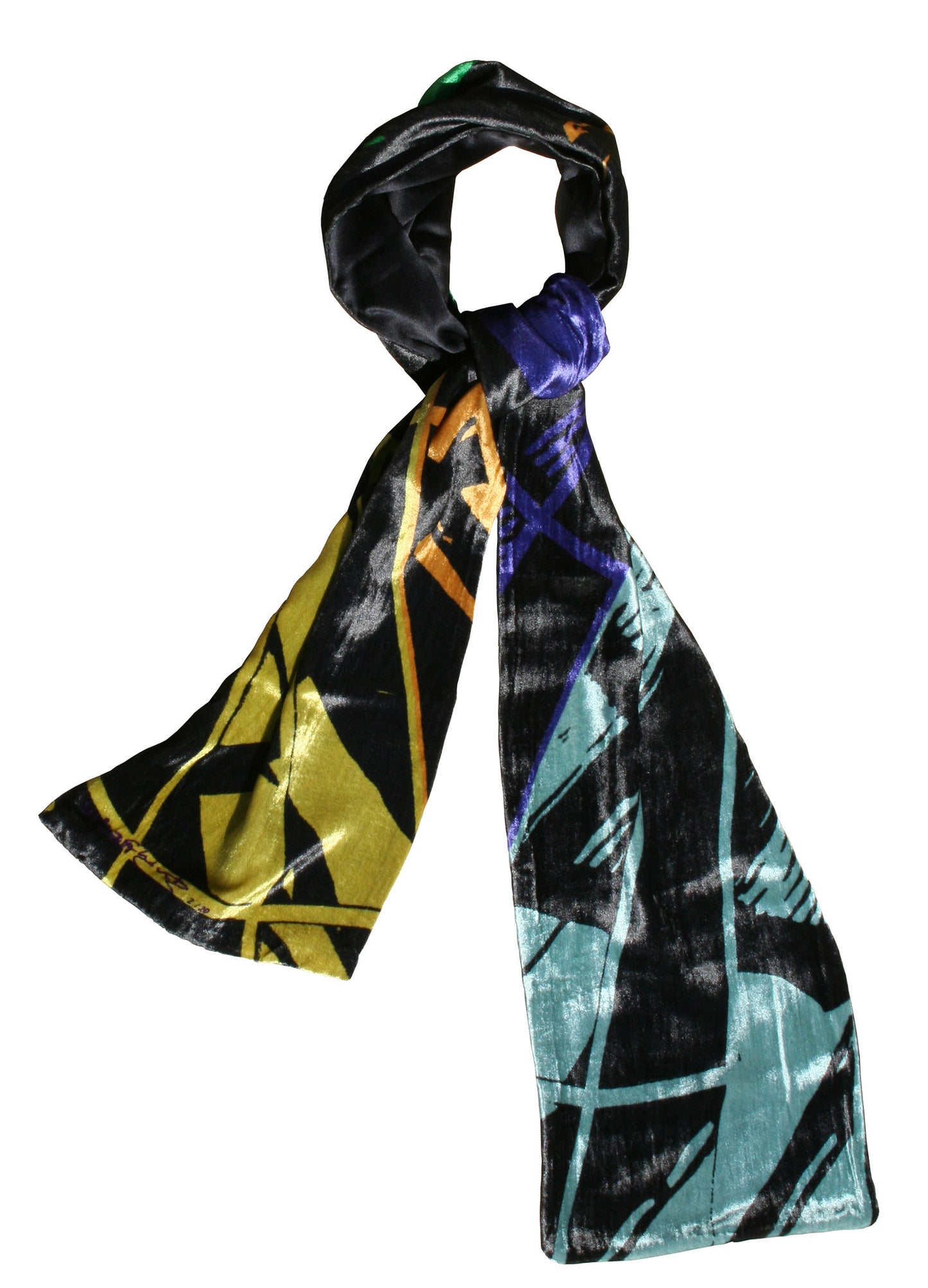 Silk Velvet Scarf -Geometric Norman foster