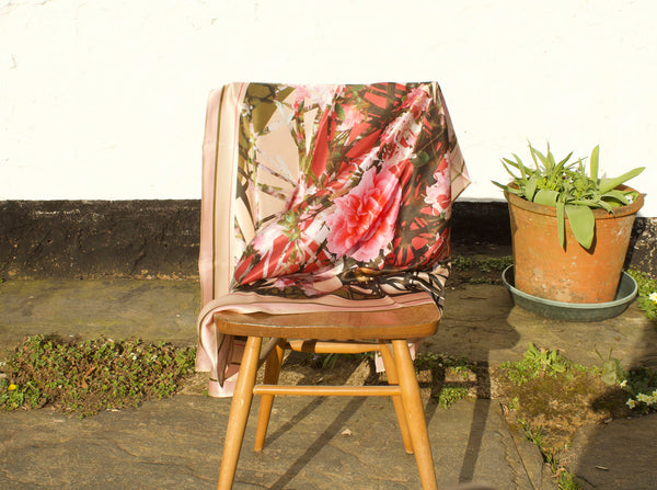 Large silk square scarf, Castle Drogo, Devon