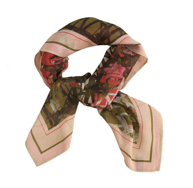 Silk square georgette scarf, Castle Drogo
