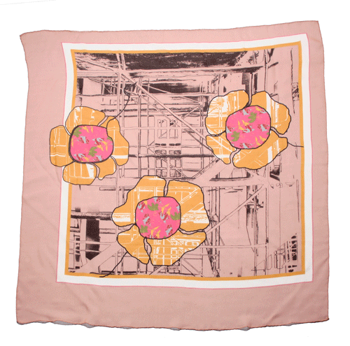 Silk scarf-Original urban flower
