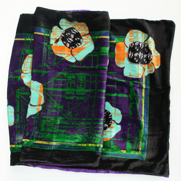 Silk Velvet Shawl - Urban Flower