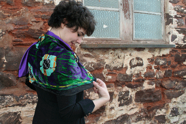 Silk Velvet Shawl - Urban Flower