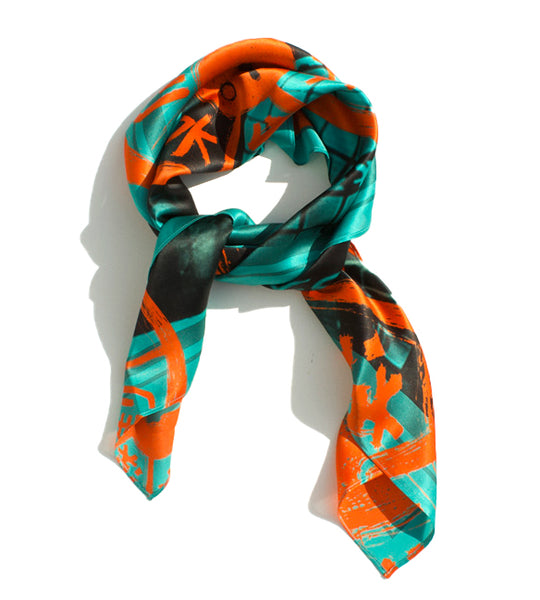 large square silk satin scarf-Tokyo Drain
