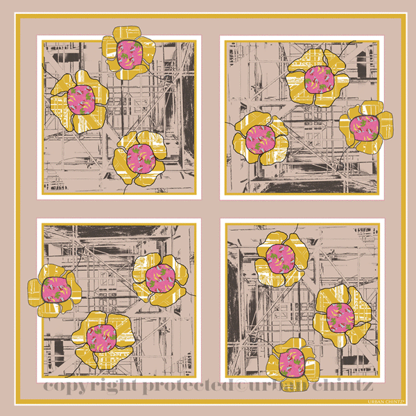 Silk square urban flower